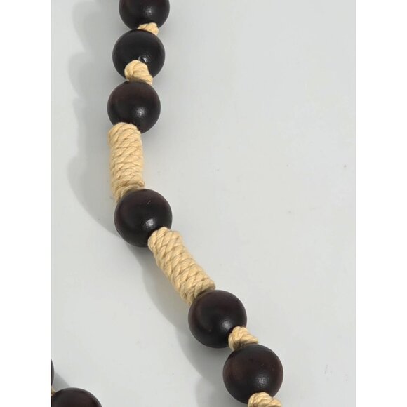 Handcrafted Wooden Rosary Necklace With Heart & Cross Design - Picture 5 of 8